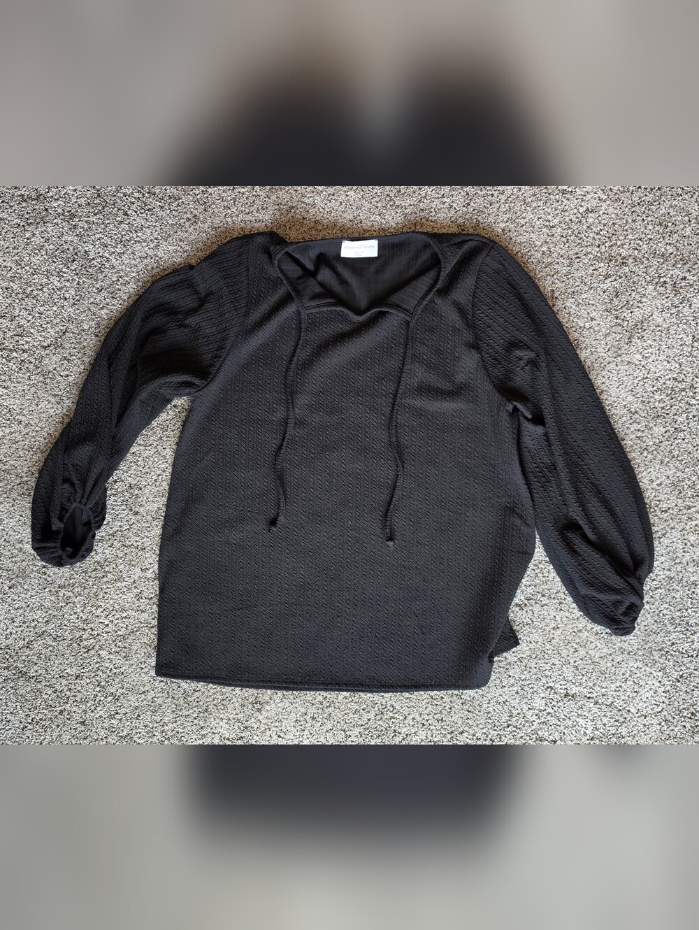 Discount Divas Boutique Black Ribbed Top with Ballooned Sleeves, 3X